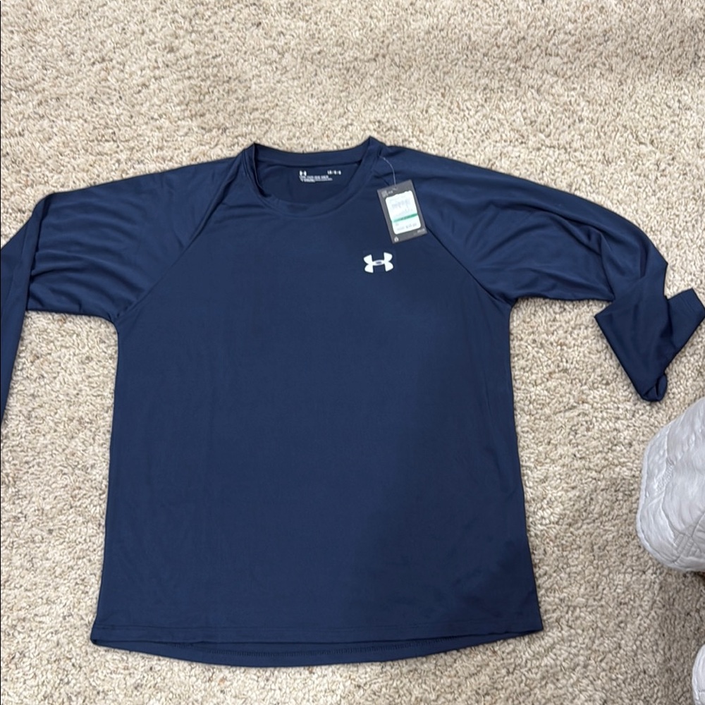Men’s Under Armour Heat Gear Navy Long Sleeve Shirt Size L